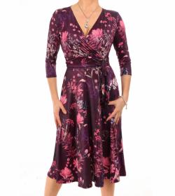 Plum and Pink Floral Fit & Flare Dress