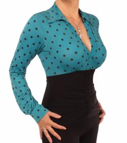 Teal Polka Dot Printed Corset Top