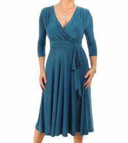 Teal Fit & Flare Tie Detail Dress