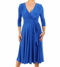 Royal Blue Fit & Flare Tie Detail Dress