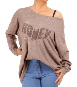 Mocha Oversized Sparkly Slouch Jumper