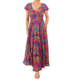 Vibrant Multi Print Button Detail Maxi Dress