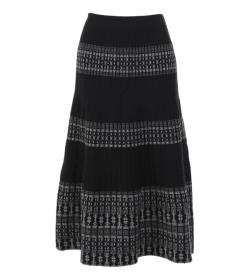Black and Grey Knit A Line Skirt