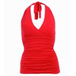 Red Figure Hugging Halter Neck Top