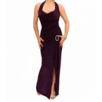 Purple Cowl Neck Long Evening Dress