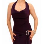 Purple Cowl Neck Long Evening Dress