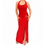 Red Cowl Neck Long Evening Dress