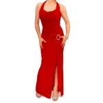 Red Cowl Neck Long Evening Dress