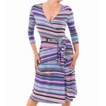 Purple Striped Wrap Dress