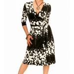 Black and White Patterned Wrap Dress