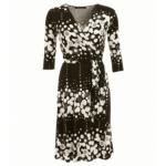 Black and White Patterned Wrap Dress