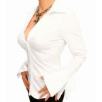 White Bell Sleeve Fitted Shirt