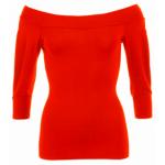 Red off the Shoulder Split Sleeve Top