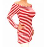 Red Striped Slash Neck Tunic Top