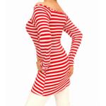 Red Striped Slash Neck Tunic Top