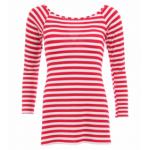 Red Striped Slash Neck Tunic Top