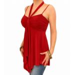 Red Strappy Halter Neck Tunic Top