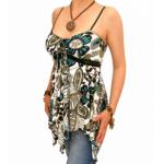Green Floral Print Strappy Tunic Top