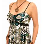 Green Floral Print Strappy Tunic Top