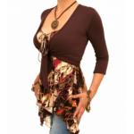 Brown Three Quarter Sleeve Shrug