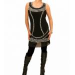Black Jewelled Lined Mesh Tunic Top