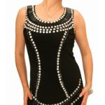 Black Jewelled Lined Mesh Tunic Top