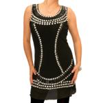 Black Jewelled Lined Mesh Tunic Top