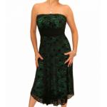 Green and Black Lace Strapless Dress