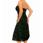 Green and Black Lace Strapless Dress