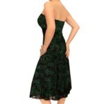 Green and Black Lace Strapless Dress