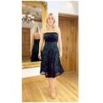 Green and Black Lace Strapless Dress