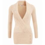 Beige Cable Knit Wrap Tunic Jumper