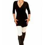 Black Three Quarter Sleeve Wrap Top