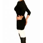 Black Three Quarter Sleeve Wrap Top