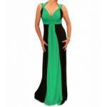 Green and Black Long Evening Dress