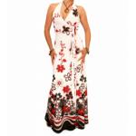 Red and White Floral Maxi Dress