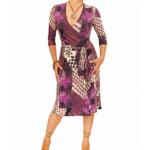 Purple Print Slinky Wrap Dress