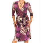 Purple Print Slinky Wrap Dress