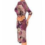 Purple Print Slinky Wrap Dress