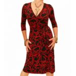 Red Squiggle Print Wrap Dress