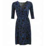 Blue Squiggle Print Wrap Dress