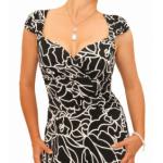 Black and White Squiggle Print Sweetheart Dress