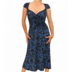 Blue Squiggle Print Sweetheart Dress