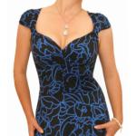 Blue Squiggle Print Sweetheart Dress