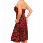 Red and Black Print Strapless Dress