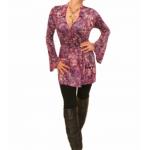 Purple and Pink Bell Sleeve Wrap Top