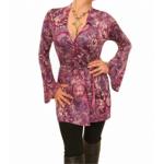 Purple and Pink Bell Sleeve Wrap Top