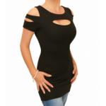 Black Slash Front Tunic Top