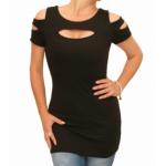 Black Slash Front Tunic Top