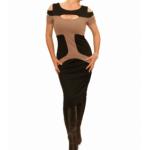 Mocha and Black Slashed Front Dress